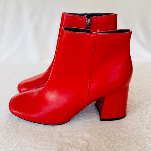 PRIMA DONNA RED LEATHER CHUNKY HEEL ANKLE BOOTS ZIPPER SIZE 9 NWT - Picture 5 of 11
